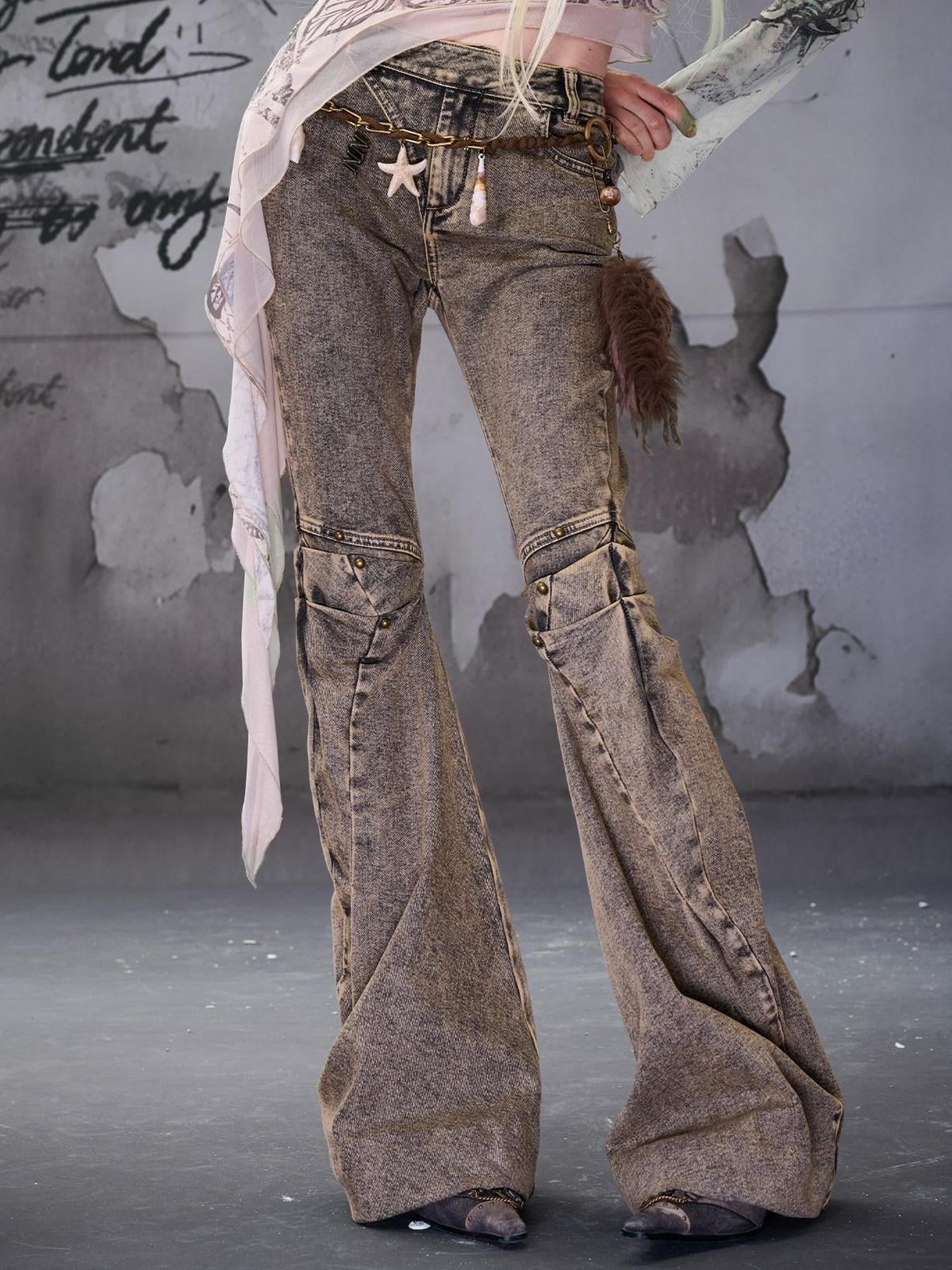 NORTH NODE Gray Distressed Washed Slim Fit Punk Women&