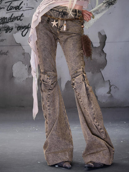 NORTH NODE Gray Distressed Washed Slim Fit Punk Women&