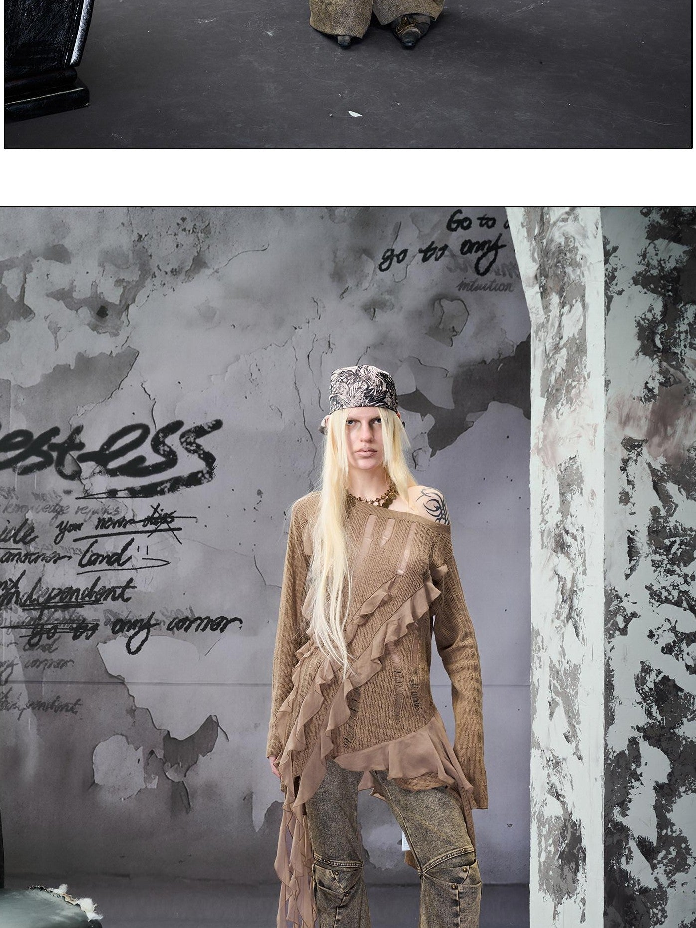 NORTH NODE Gray Distressed Washed Slim Fit Punk Women&
