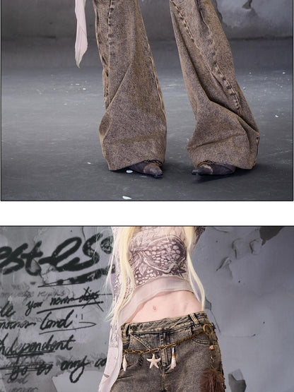 NORTH NODE Gray Distressed Washed Slim Fit Punk Women&