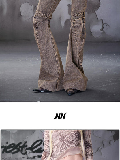 NORTH NODE Gray Distressed Washed Slim Fit Punk Women&