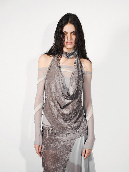 NORTH_NODE_Gray_Flocked_Mesh_One_Shoulder_Two_Piece_Look_Women&