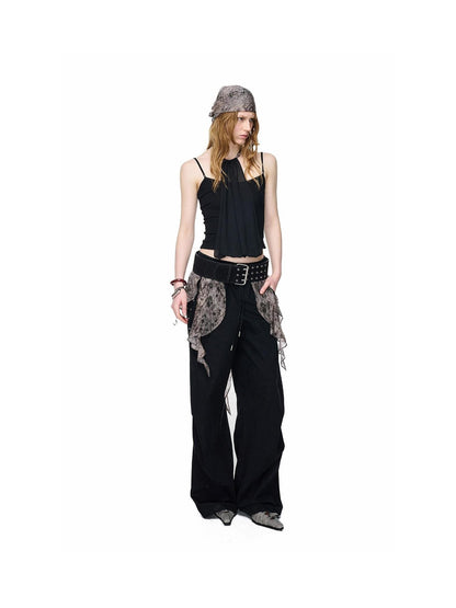 NORTH NODE Halter Neck Chiffon Splice Faux Two Piece Women&
