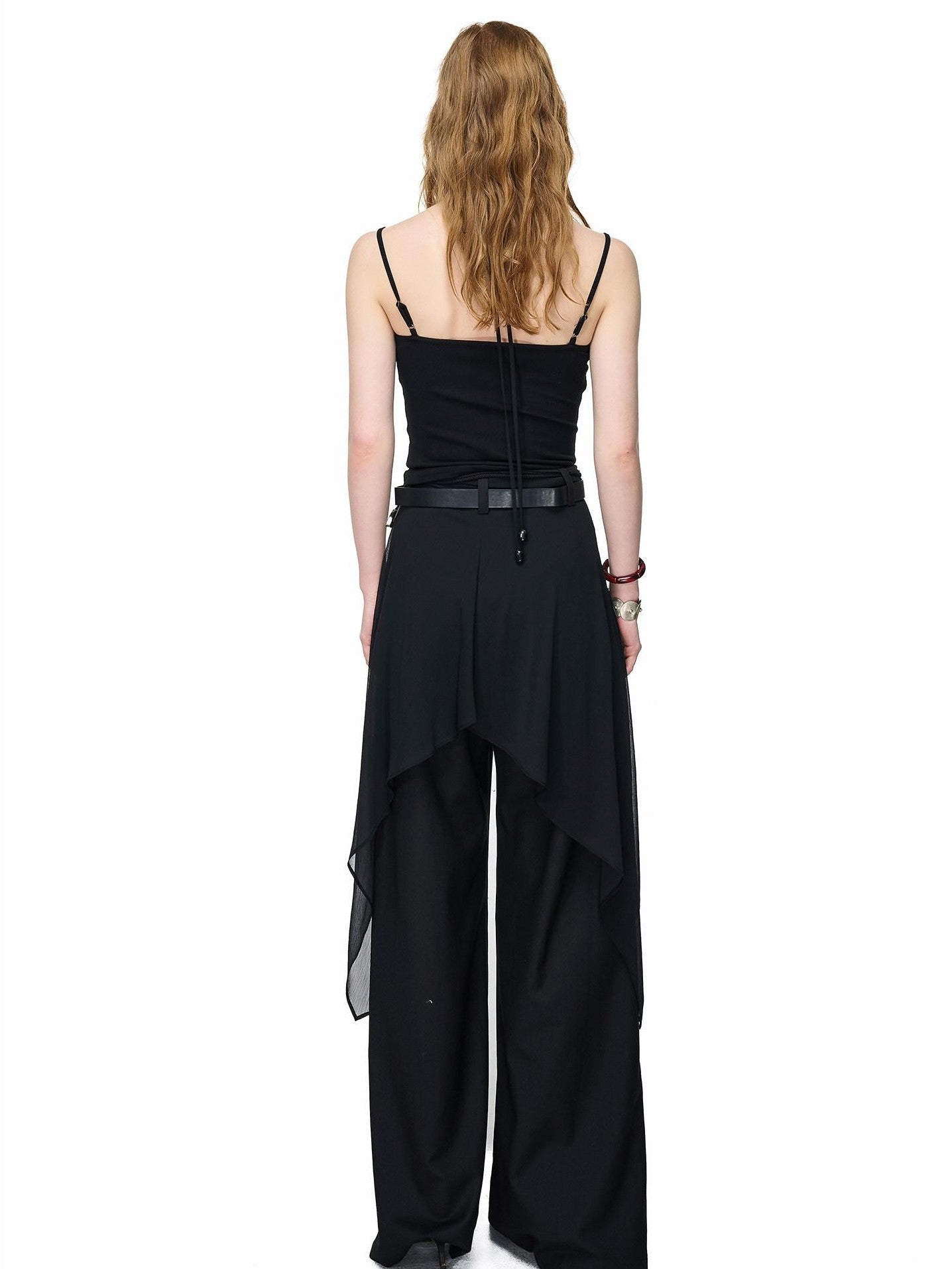 NORTH NODE Halter Neck Chiffon Splice Faux Two Piece Women&