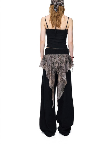 NORTH NODE Halter Neck Chiffon Splice Faux Two Piece Women&