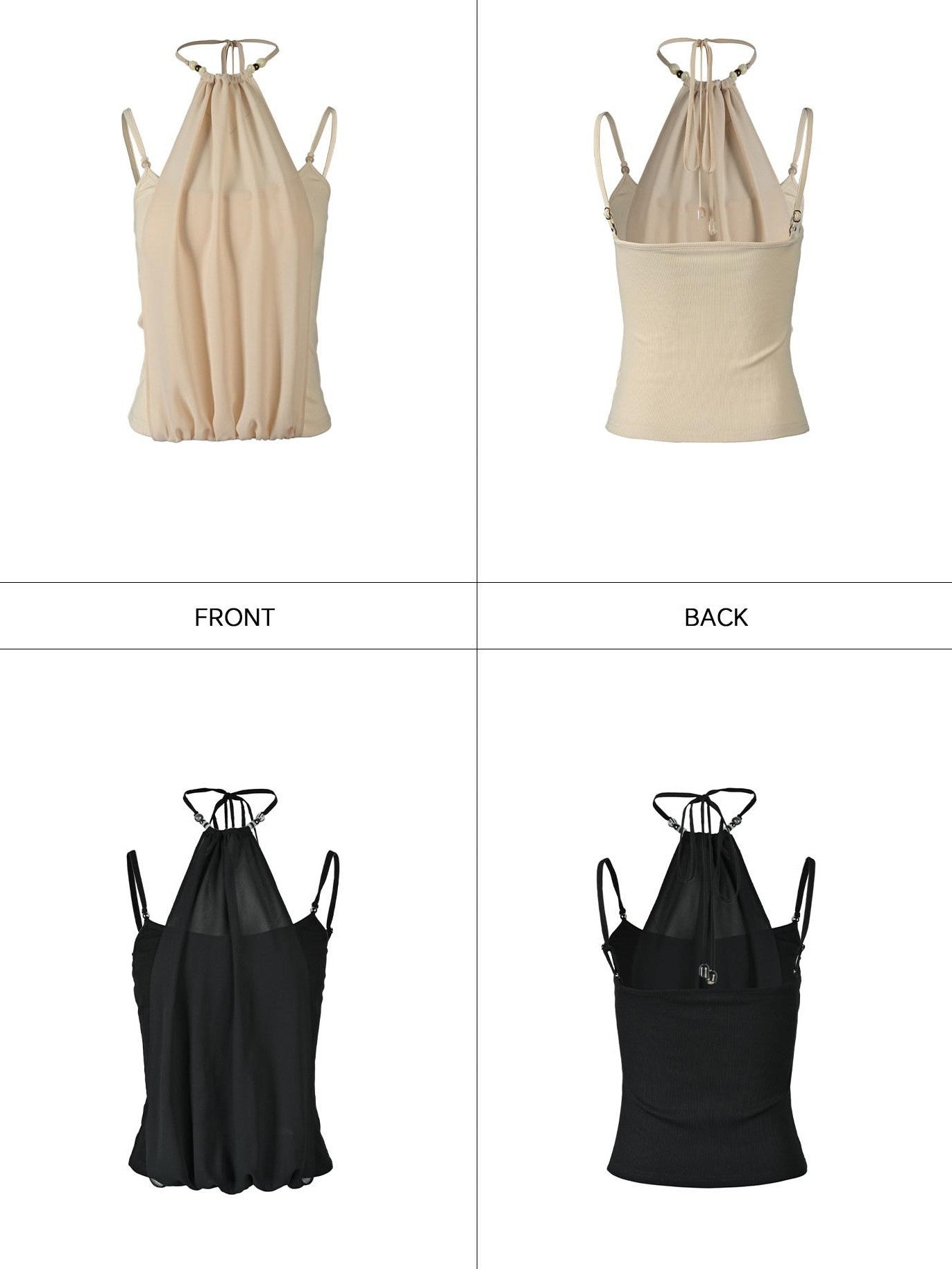 NORTH NODE Halter Neck Chiffon Splice Faux Two Piece Women&