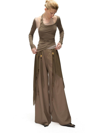 NORTH NODE Halter Patchwork Colorblock Faux Layered Women&