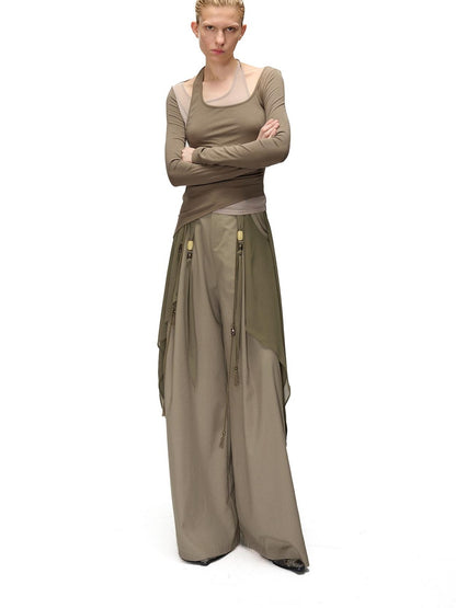 NORTH NODE Halter Patchwork Colorblock Faux Layered Women&