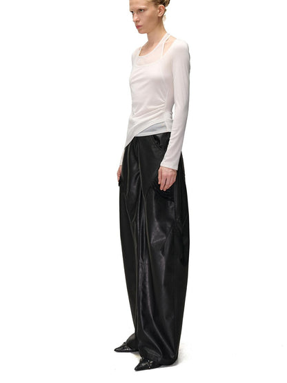 NORTH NODE Halter Patchwork Colorblock Faux Layered Women&