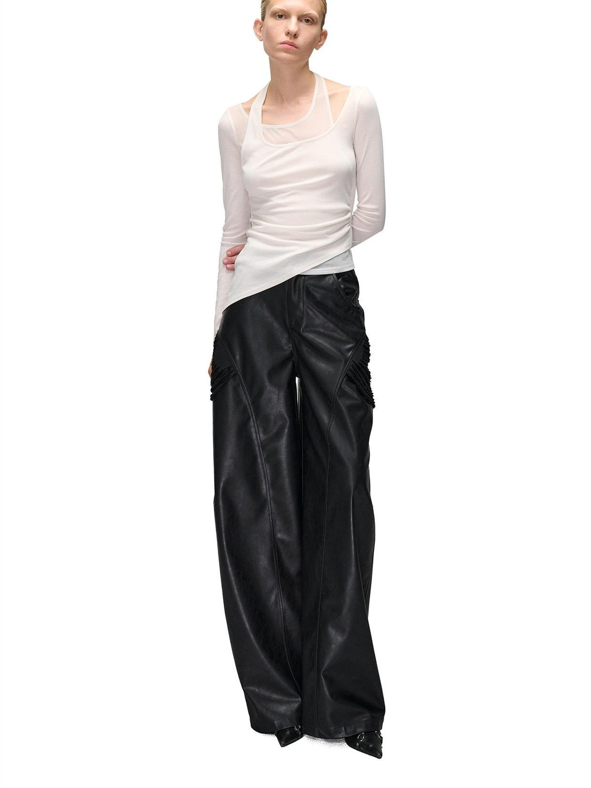 NORTH NODE Halter Patchwork Colorblock Faux Layered Women&