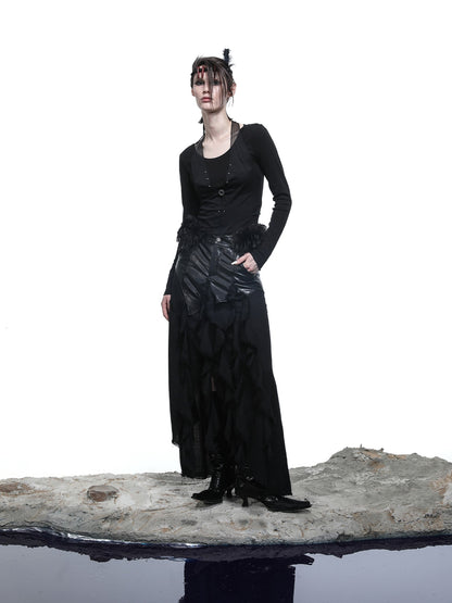 NORTH NODE Halter Splice Mesh Faux Layer Removable Trim Women&