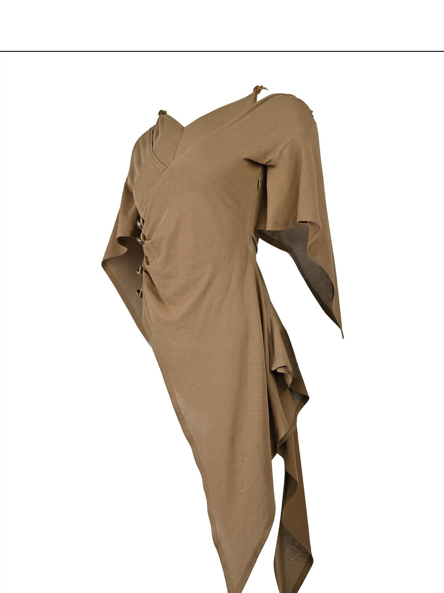 NORTH NODE Halter V-neck Irregular Diagonal Pleated Women&
