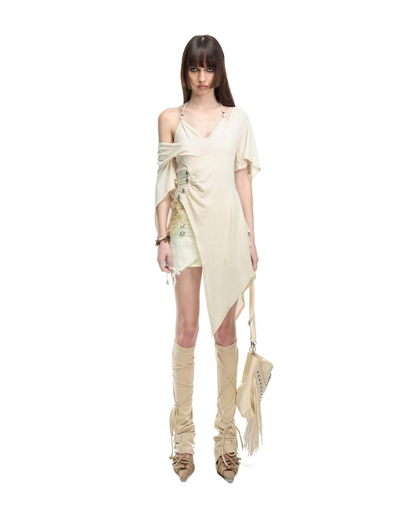 NORTH NODE Halter V-neck Irregular Diagonal Pleated Women&