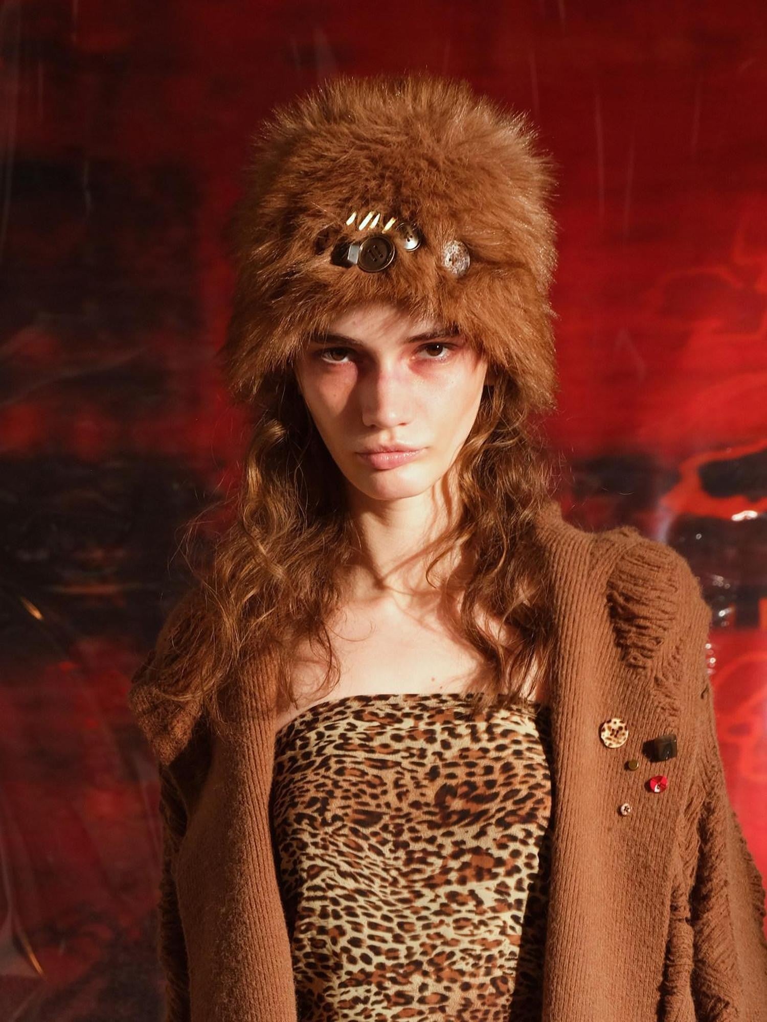 NORTH NODE Handmade Button Detail Fuzzy Plush Cozy Women&