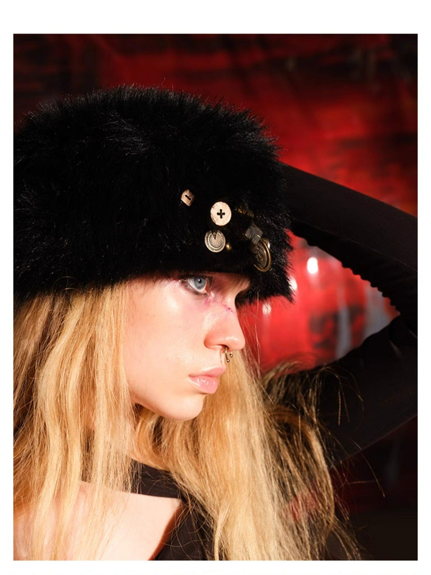 NORTH NODE Handmade Button Detail Fuzzy Plush Cozy Women&
