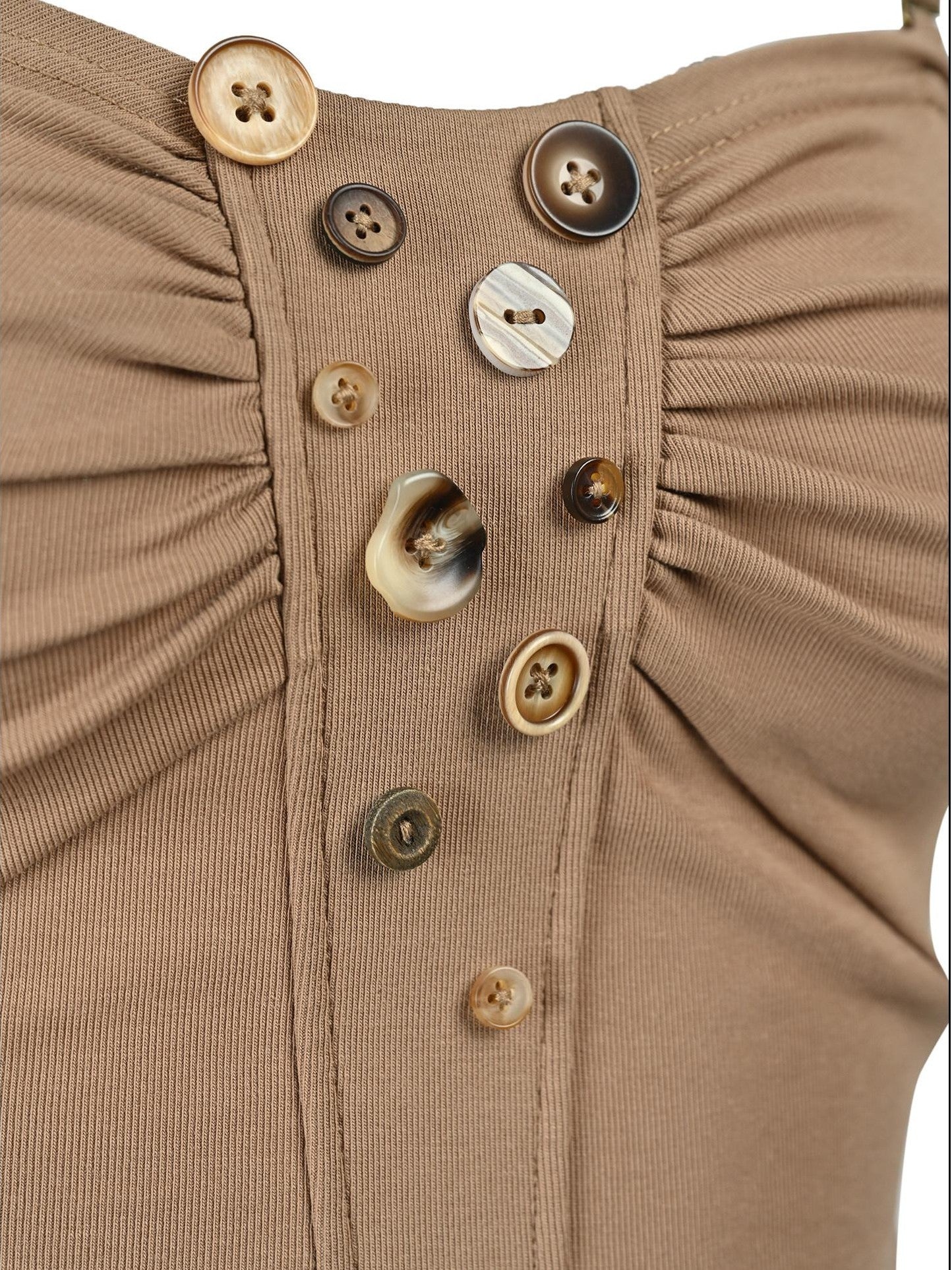 NORTH NODE Handmade Button Pleated Slim High Stretch Women&