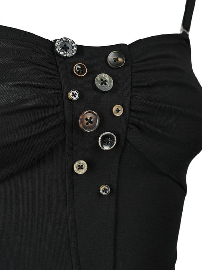 NORTH NODE Handmade Button Pleated Slim High Stretch Women&
