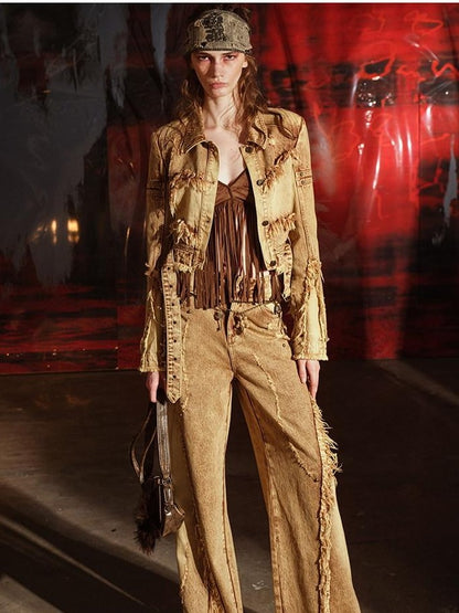 NORTH NODE Heavywork Cropped Jacket Wide Leg Pants Women&