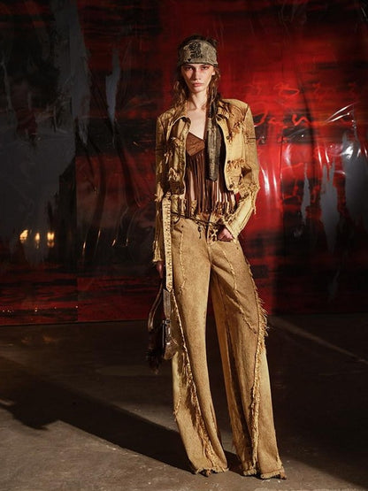 NORTH NODE Heavywork Cropped Jacket Wide Leg Pants Women&