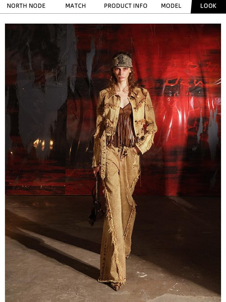NORTH NODE Heavywork Cropped Jacket Wide Leg Pants Women&