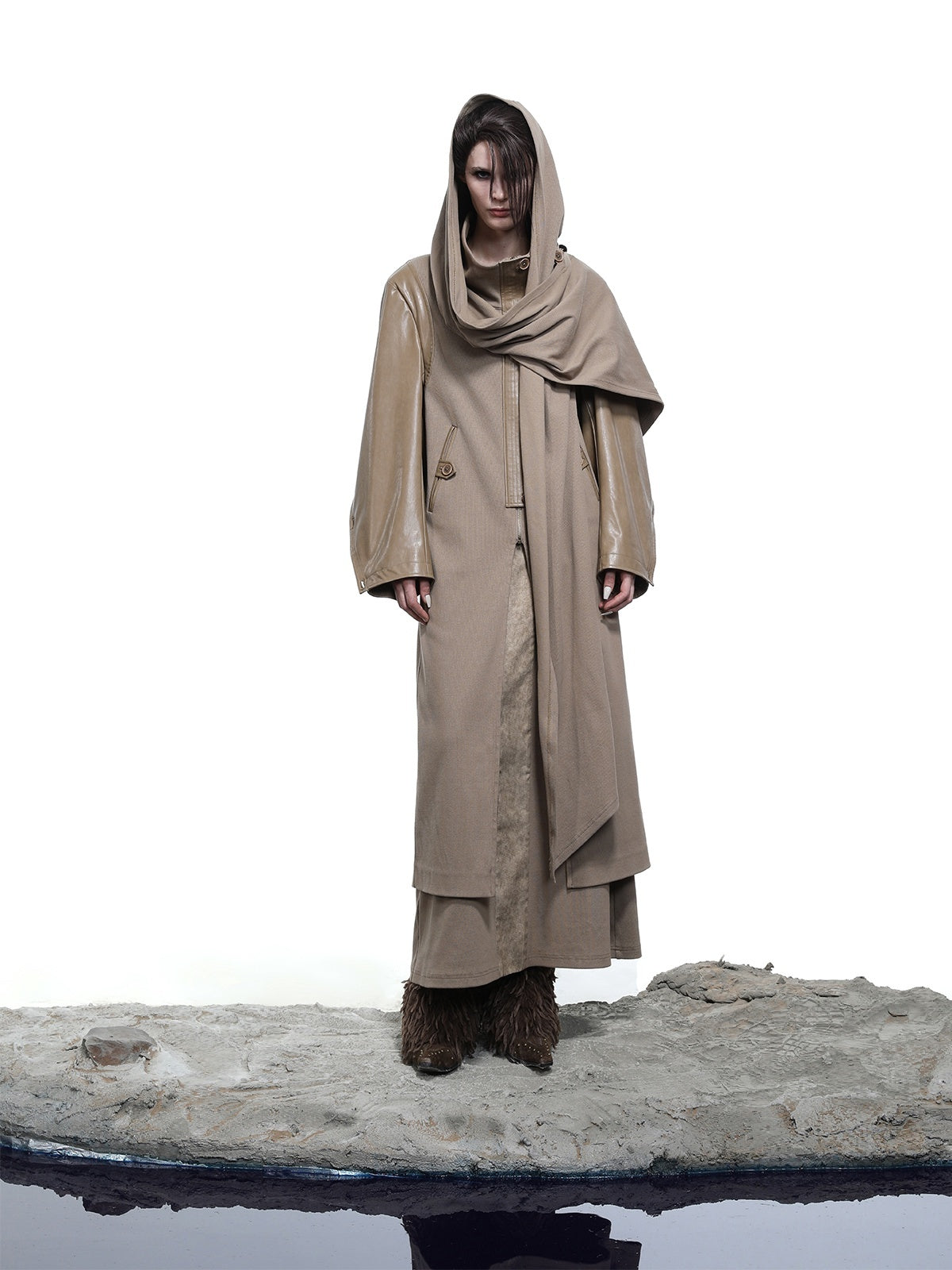 NORTH_NODE_High_Collar_Patchwork_Pu_Texture_Women&