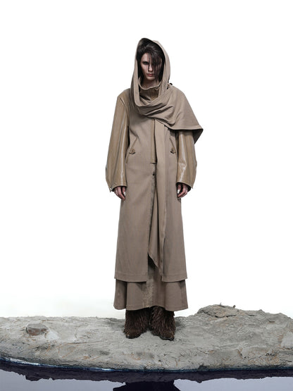 NORTH NODE High Collar Patchwork Pu Texture Women&