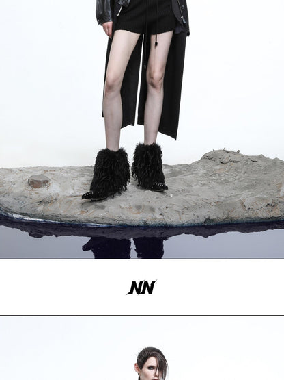 NORTH NODE High Collar Patchwork Pu Texture Women&