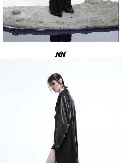 NORTH NODE High Collar Patchwork Pu Texture Women&