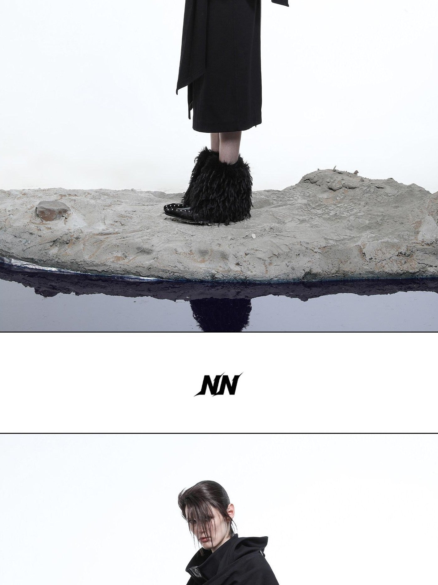 NORTH NODE High Collar Patchwork Pu Texture Women&