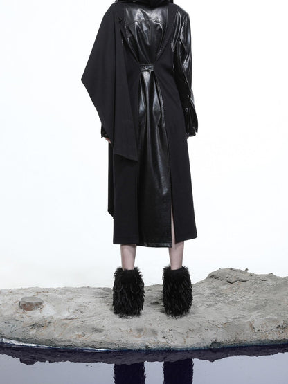 NORTH NODE High Collar Patchwork Pu Texture Women&