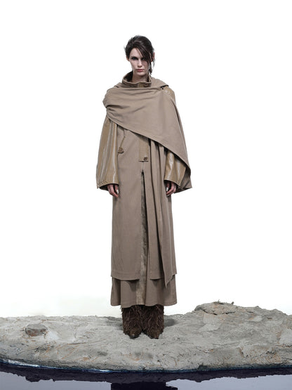 NORTH NODE High Collar Patchwork Pu Texture Women&