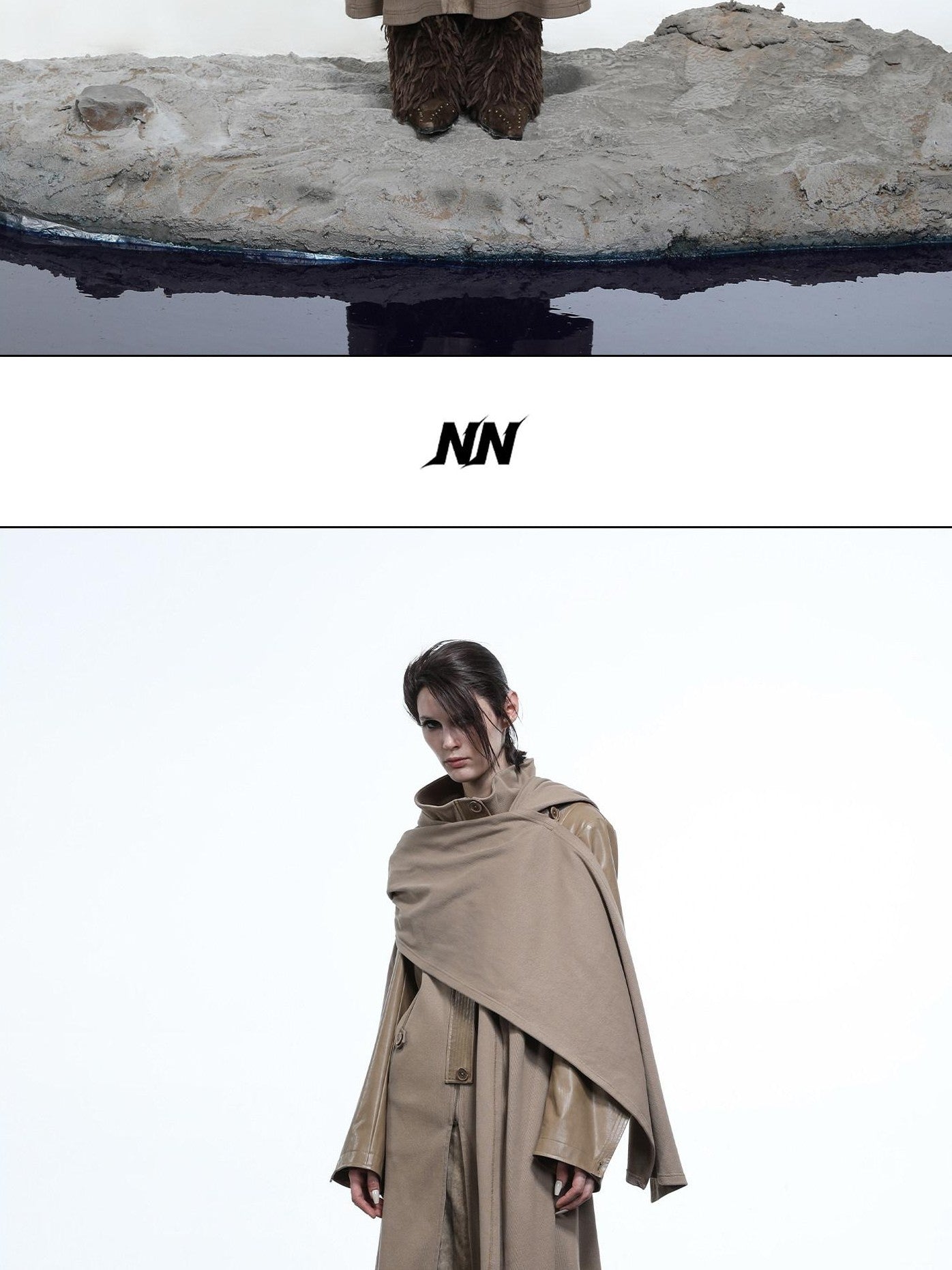 NORTH NODE High Collar Patchwork Pu Texture Women&