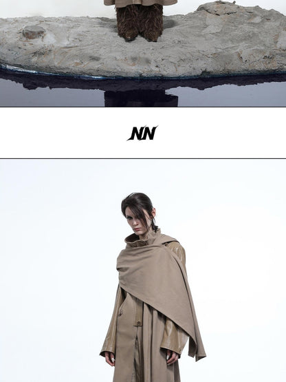 NORTH NODE High Collar Patchwork Pu Texture Women&