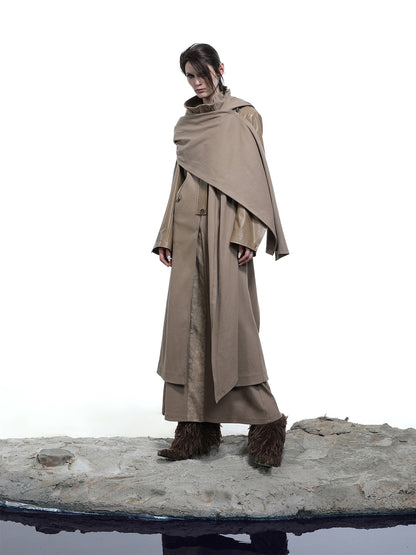 NORTH NODE High Collar Patchwork Pu Texture Women&