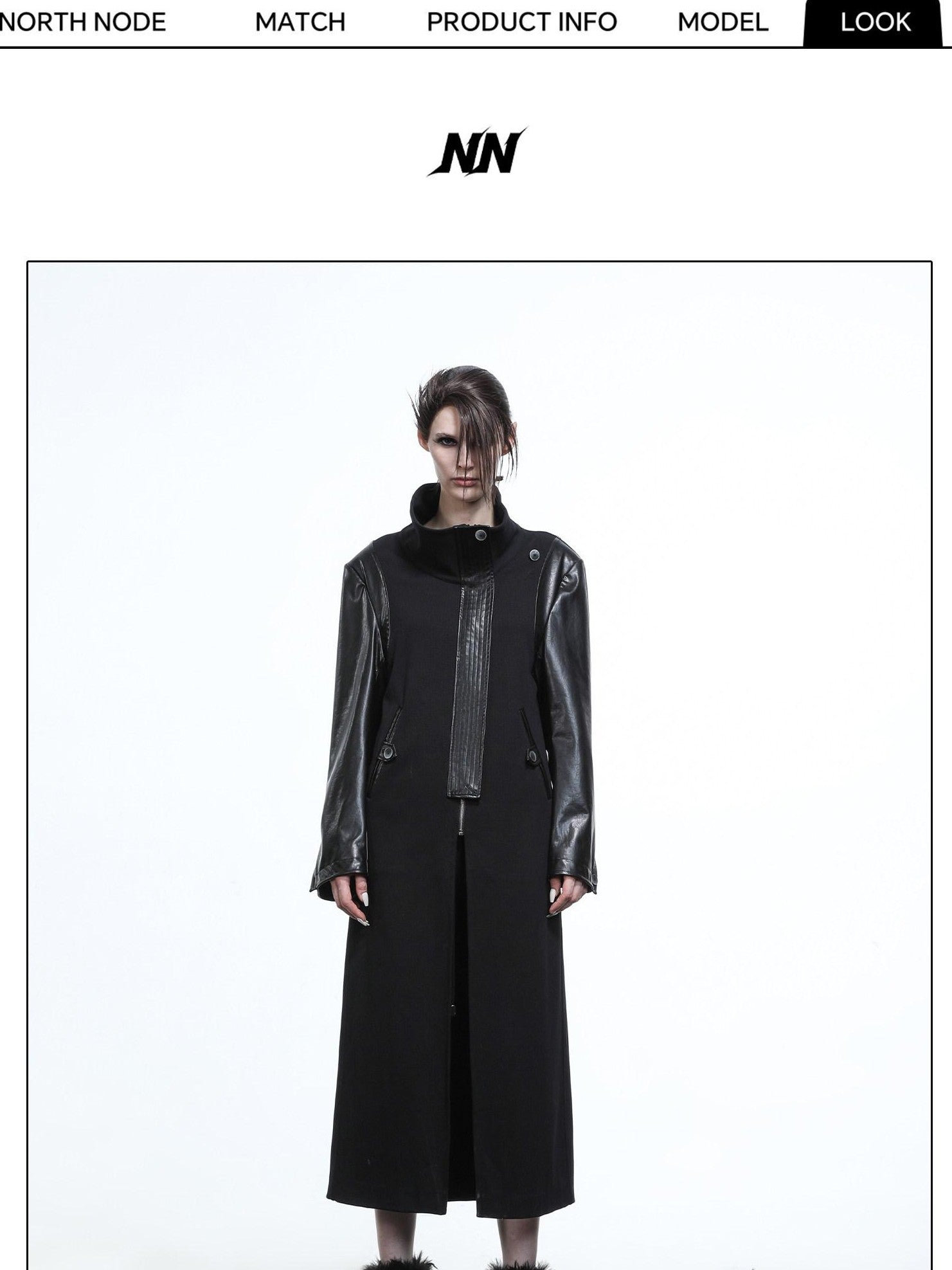 NORTH NODE High Collar Patchwork Pu Texture Women&