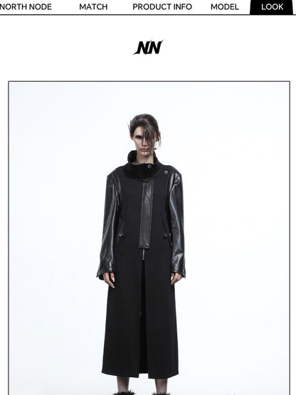 NORTH NODE High Collar Patchwork Pu Texture Women&