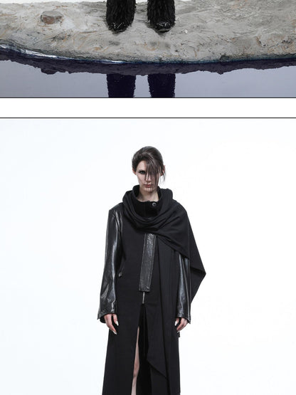 NORTH NODE High Collar Patchwork Pu Texture Women&