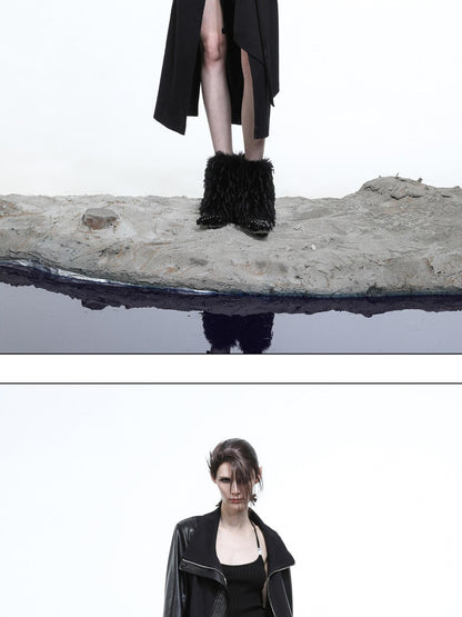 NORTH NODE High Collar Patchwork Pu Texture Women&