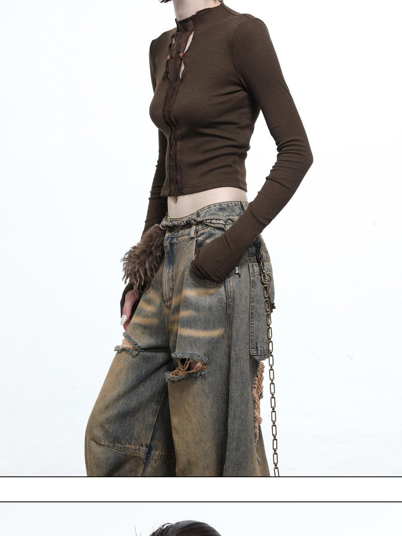 NORTH NODE High Stretch Slim Knit Mesh Panel Women&