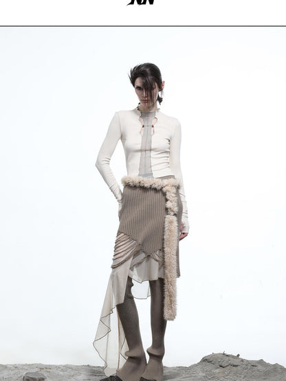 NORTH NODE High Stretch Slim Knit Mesh Panel Women&