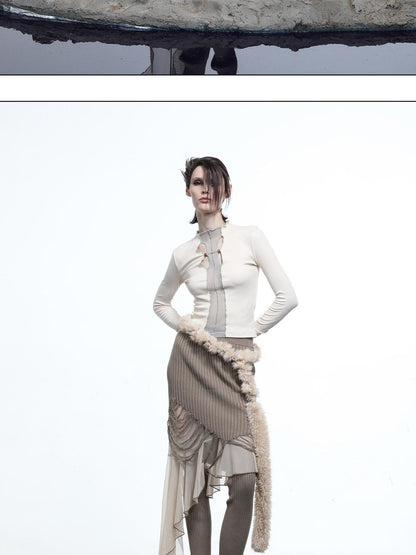 NORTH NODE High Stretch Slim Knit Mesh Panel Women&