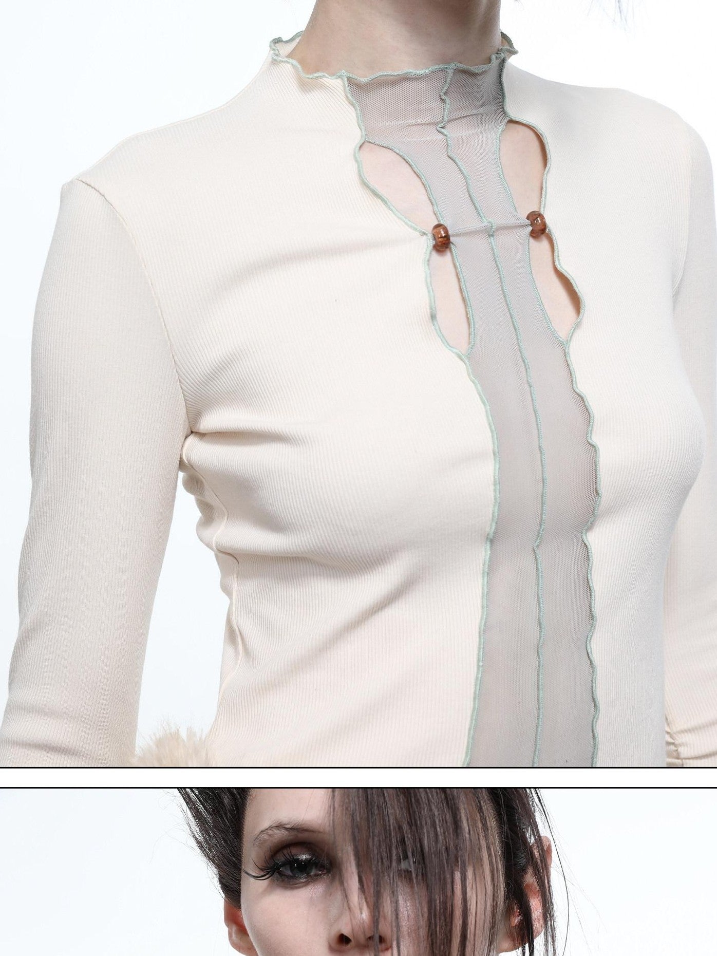 NORTH NODE High Stretch Slim Knit Mesh Panel Women&
