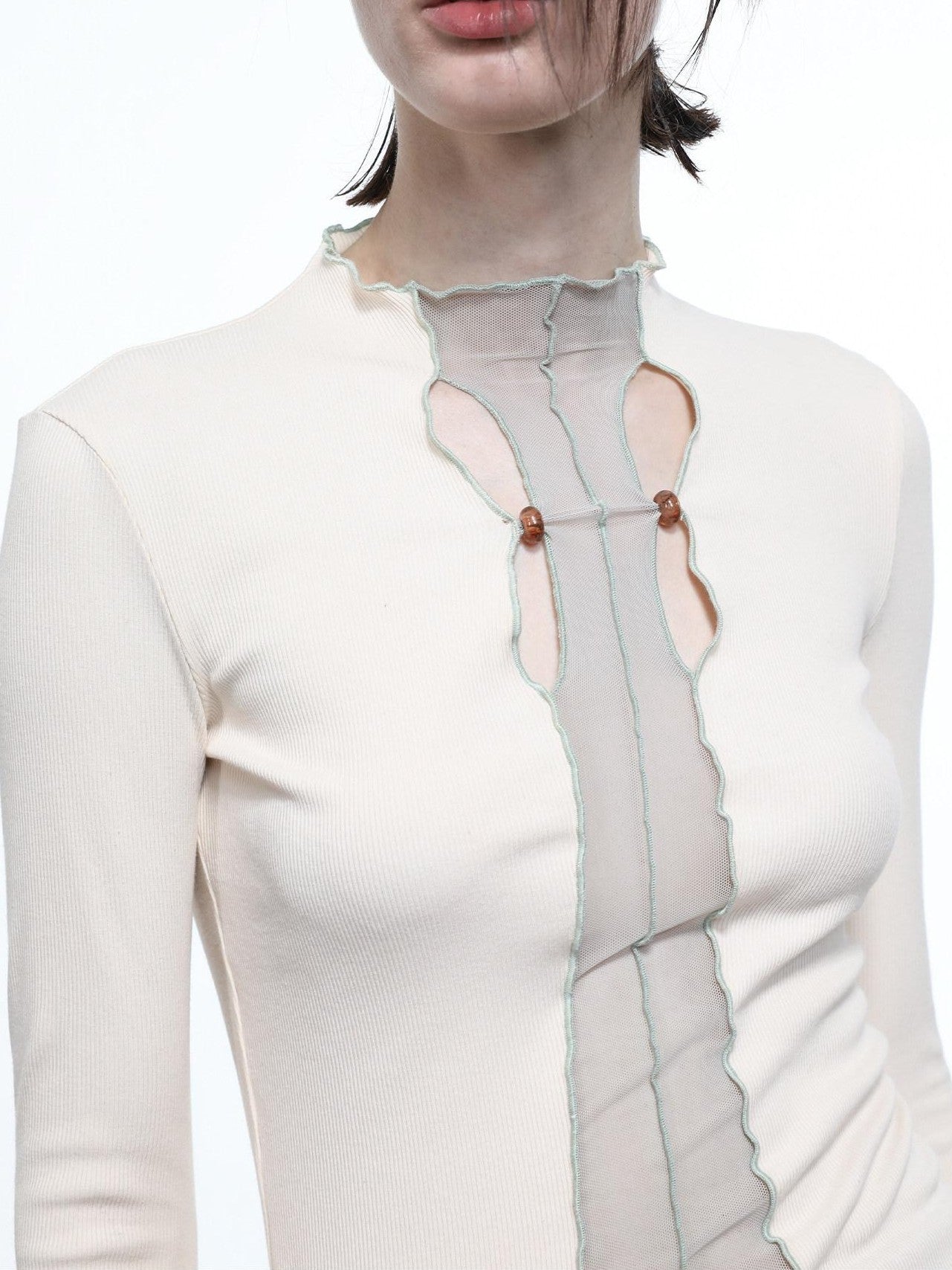 NORTH NODE High Stretch Slim Knit Mesh Panel Women&