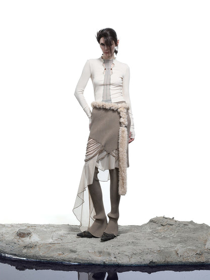 NORTH NODE High Stretch Slim Knit Mesh Panel Women&