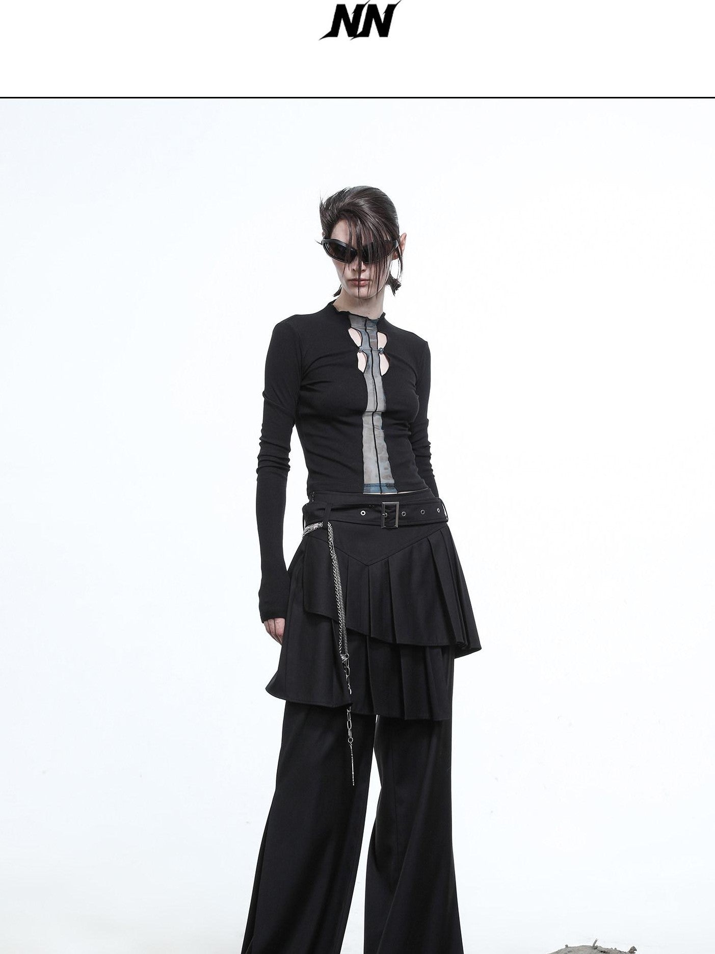 NORTH NODE High Stretch Slim Knit Mesh Panel Women&