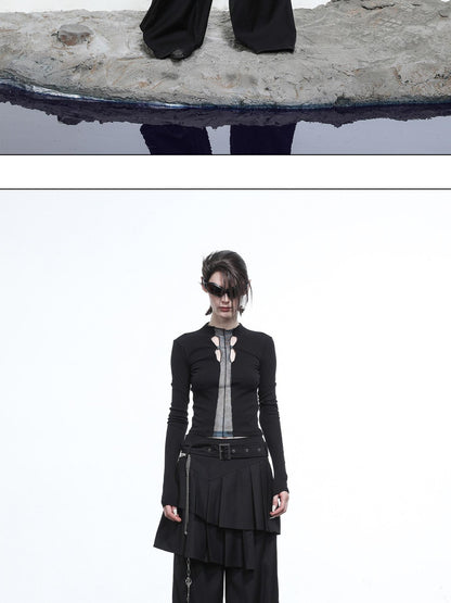 NORTH NODE High Stretch Slim Knit Mesh Panel Women&