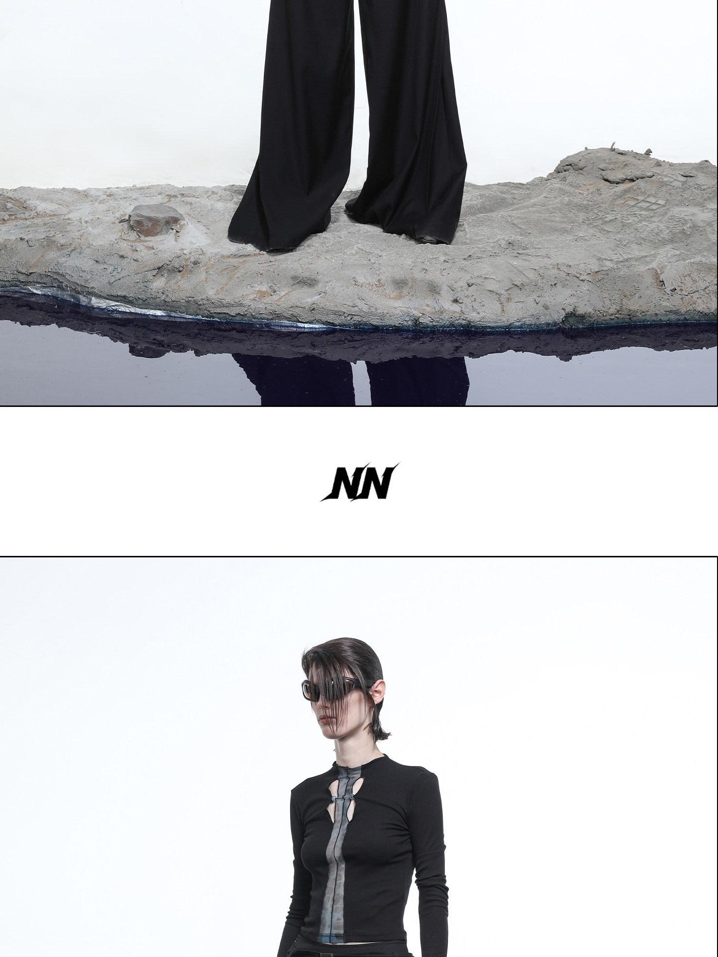 NORTH NODE High Stretch Slim Knit Mesh Panel Women&
