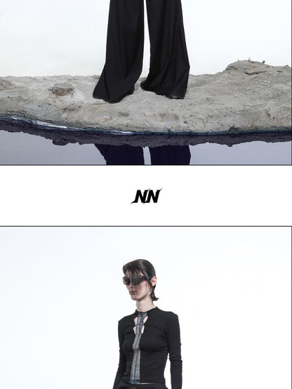 NORTH NODE High Stretch Slim Knit Mesh Panel Women&