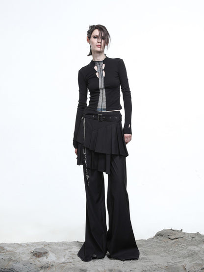 NORTH NODE High Stretch Slim Knit Mesh Panel Women&