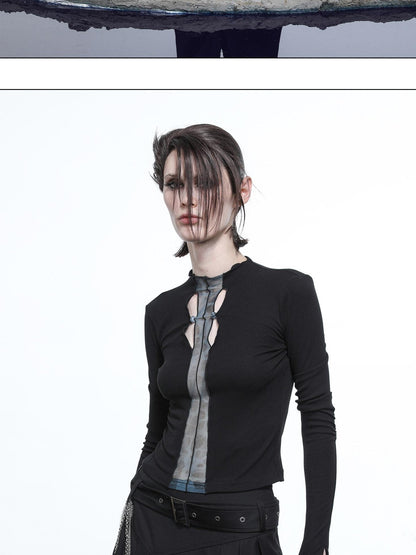 NORTH NODE High Stretch Slim Knit Mesh Panel Women&